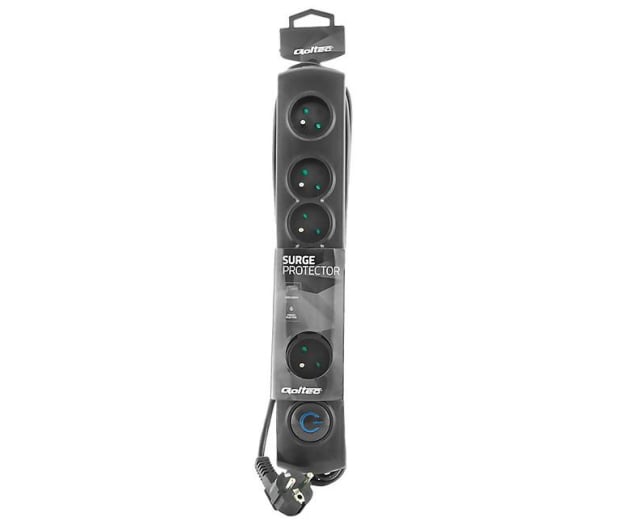 Qoltec Listwa antyprzepięciowa - 6 gniazd, 3m, czarna - 342264 - zdjęcie 4